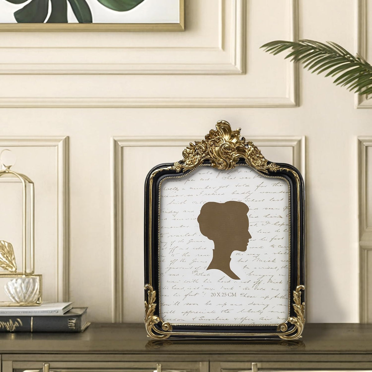 AELS 8x10 Inch Vintage Picture Frame, Elegant Antique Photo Frames with Glass Front, Photo Display, Tabletop Wall Hanging, Gift Ideas, Black and Golden