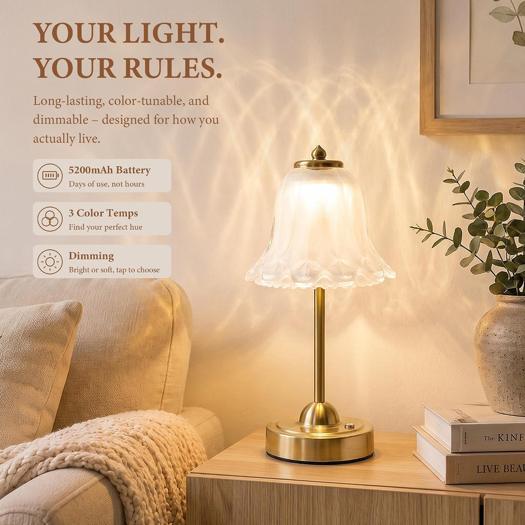 Cordless Table Lamp, Rechargeable Battery Operated Touch Lamp,Frosted White