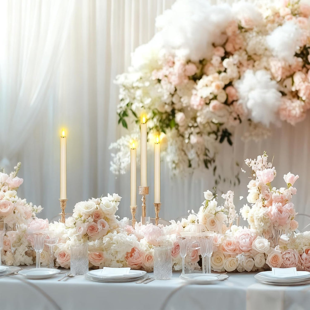 Flameless Taper Candles , Led Flickering Flameless Candlesticks (Ivory)