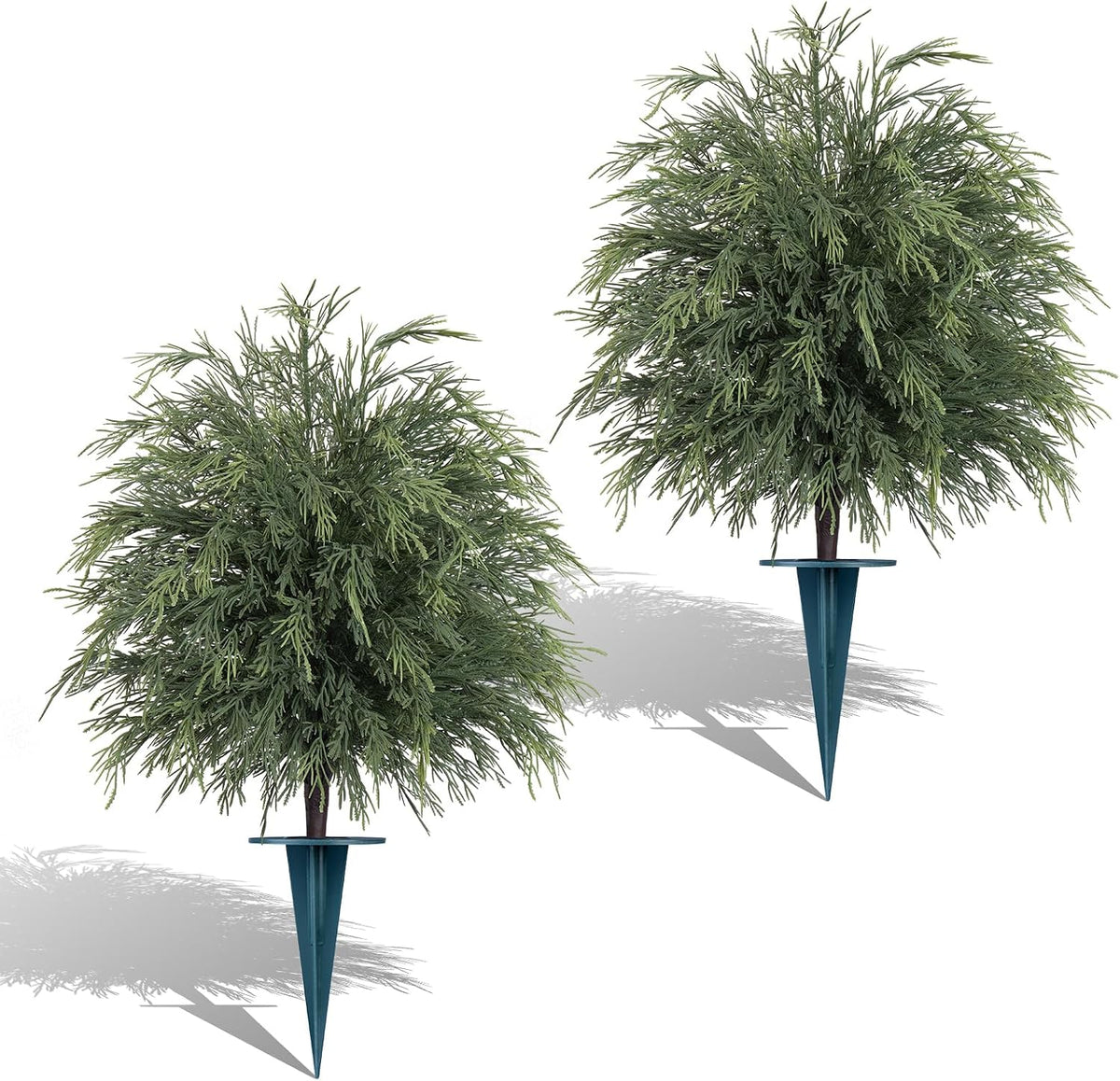 Yangrass 2PCS Arborvitae Cedar Topiary Trees with Spike, Christmas Decor