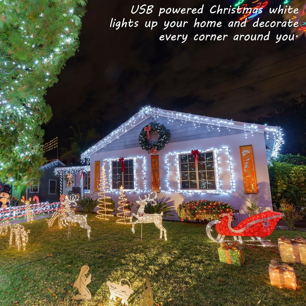 Macarrie 12 Pcs USB Fairy Lights 33ft 100 LED, White