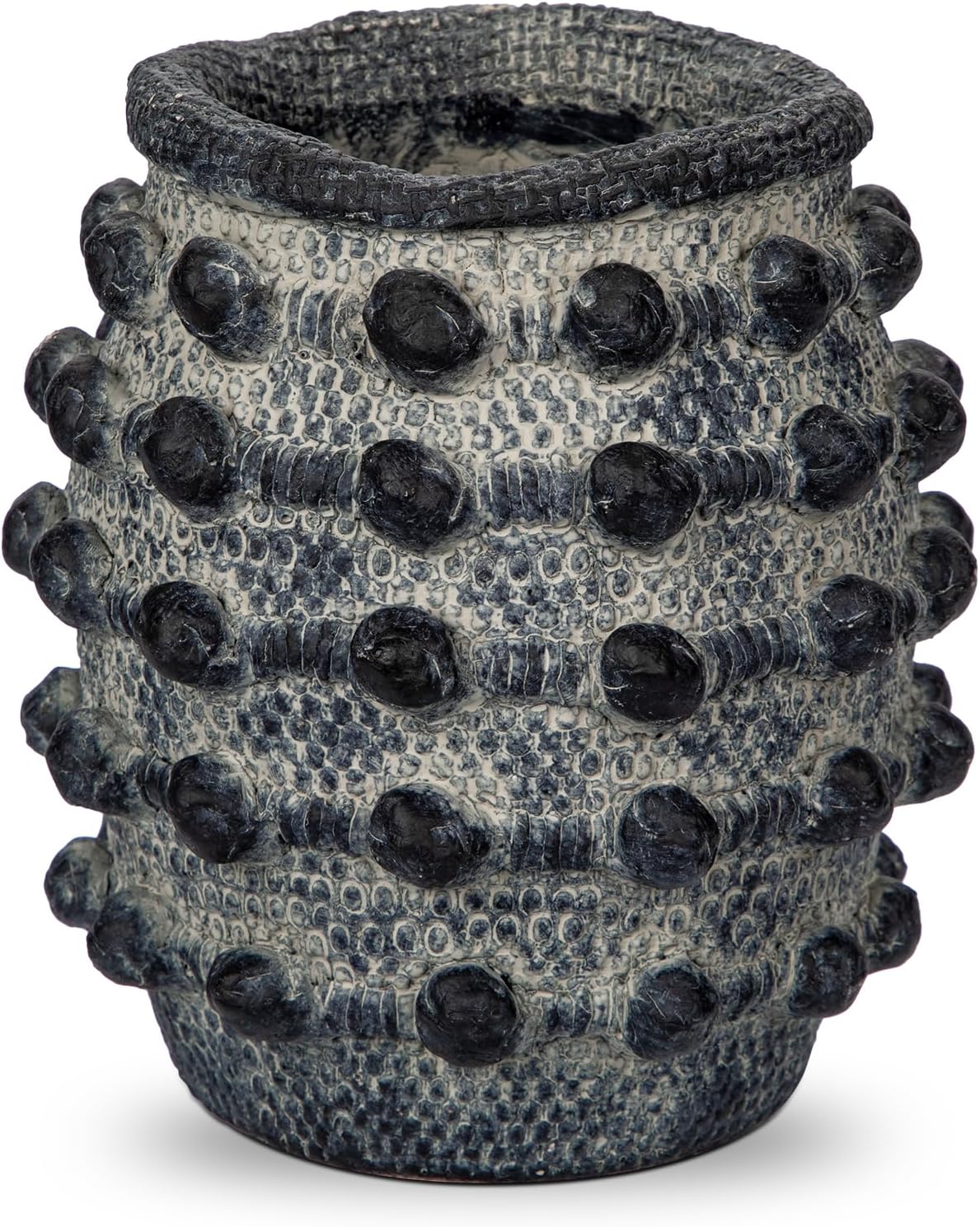 Rustic Farmhouse Vase, Boho Smoky Black Vase for Pampas Grass Small Textured Knotted Vases for Flowers Decorative Cement Floral Vases for Home Decor, Living Room, Dining Table