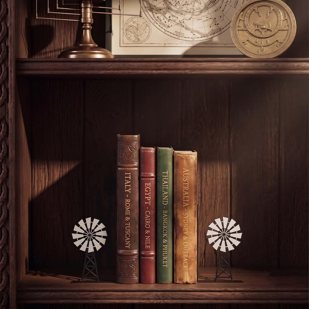 Windmill Metal Bookends, 9.45x5.91 Inch, 1 Pair