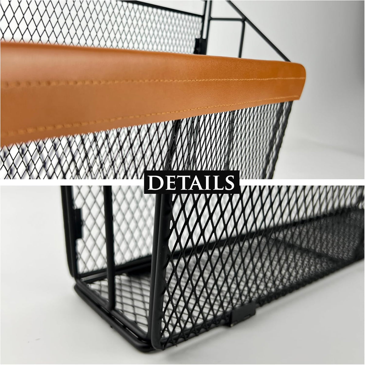Wall Mounted Magazine Rack with Leather Trim, Decorative Art Wall Magazine Holder, Hanging Paper Organizer, Metal Wire Magazine Organizer for Home Office, 2 Packs