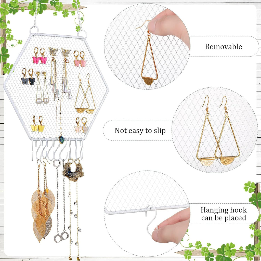 Jetec 2 Pcs Hanging Earring Organizer Jewelry Earring Wall Holder, White
