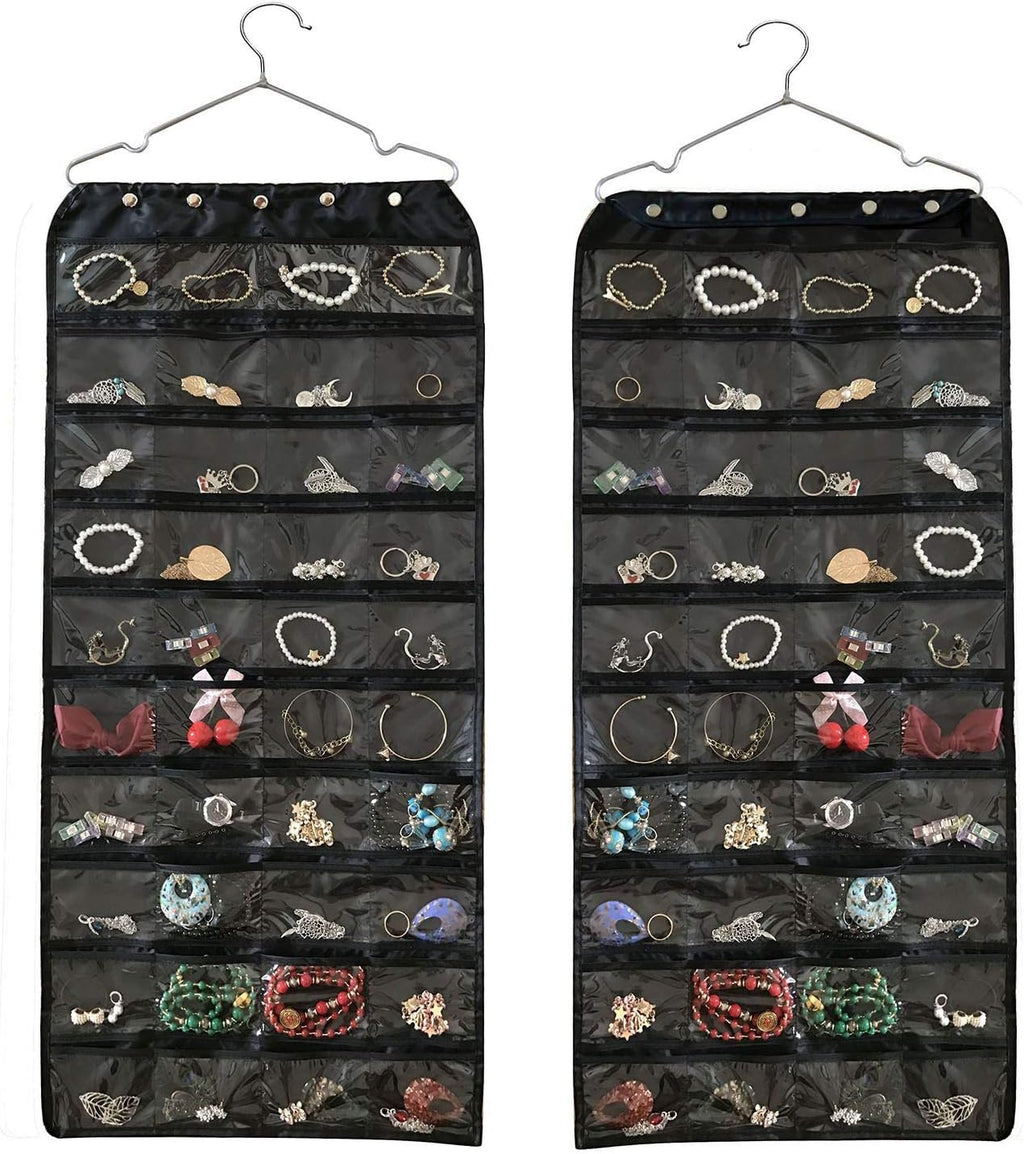 BB Brotrade Hanging Jewelry Organizer,Accessories Organizer,Oxford 80 Pocket Organizer for Holding Jewelries (Black)