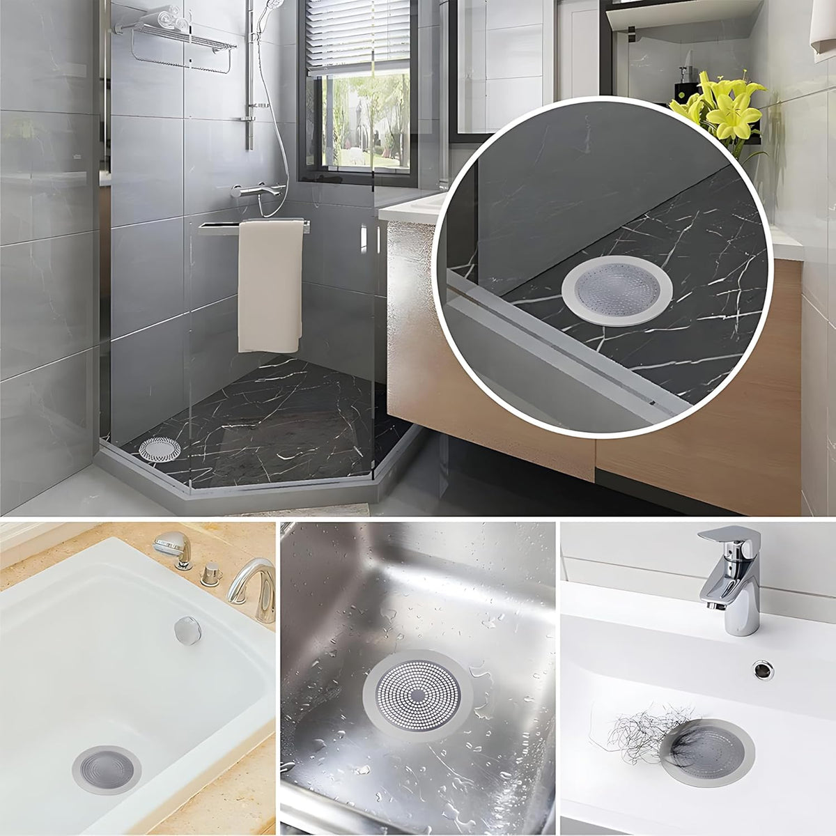Shower Hair Drain Catcher 5.5 inch Stainless Steel Drain Cover Bathroom Tub