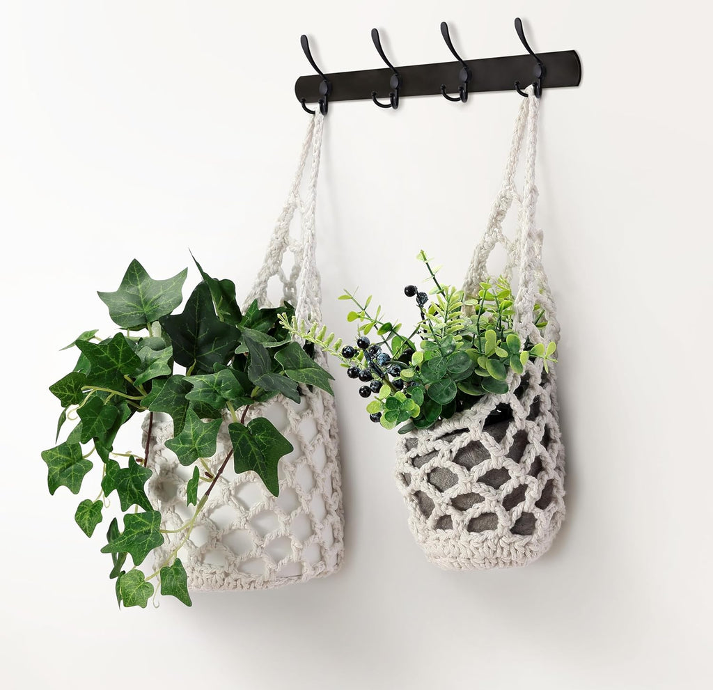 2 Packs Macrame Wall Plant Hanger for 6 in, Small Hanging Plant Basket