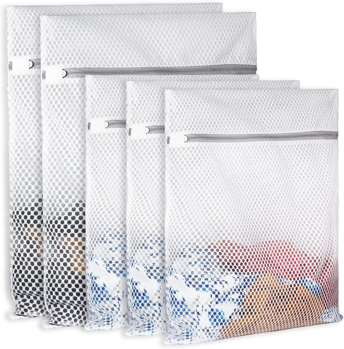 SUERIV Extra Large Honeycomb Mesh Laundry Bag125gsm Net Fabric Durable and Reusable Delicate Wash Bag,Travel Organization Bag for Lingerie,Clothes,Jeans,Bath Towel,Sock (2Large, 3Medium)