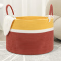 Large Blanket Basket (20"x13"),Woven Basket for Storage Dirty Clothes for Laundry, Living Room, Nursery, Bedroom Rope Storage Basket for Blankets（Yellow/Brown）