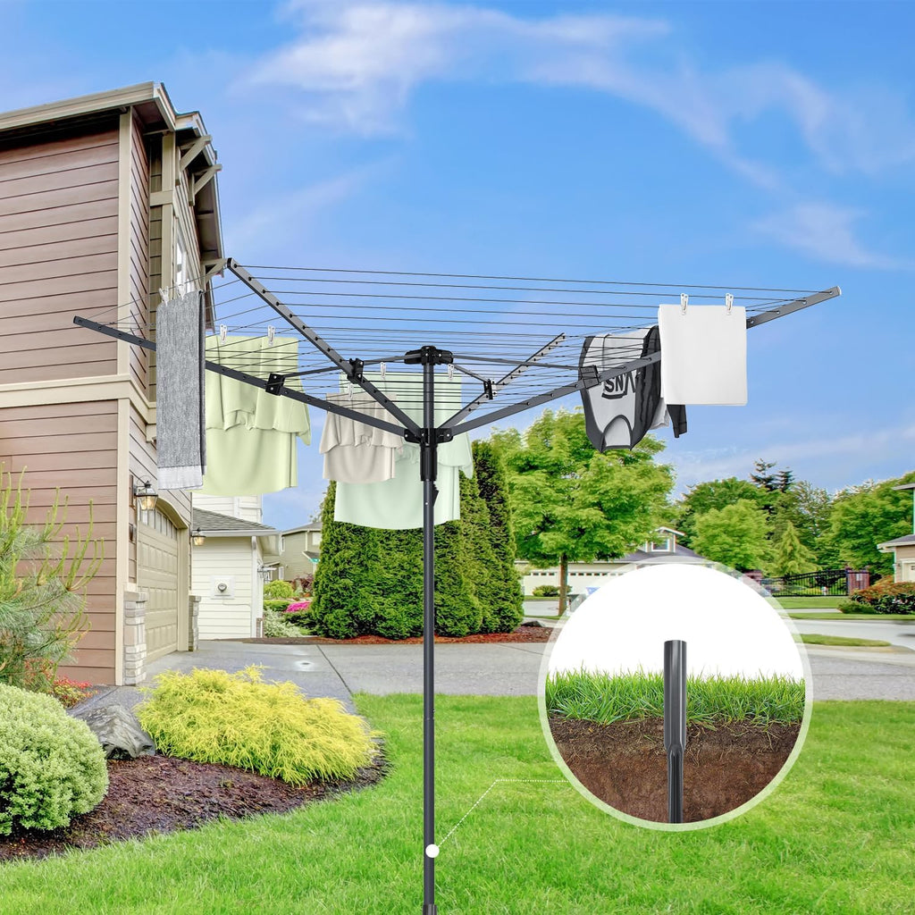 Heavy Duty Outdoor Umbrella Clothesline,12 Lines with 165 Feet Drying Space