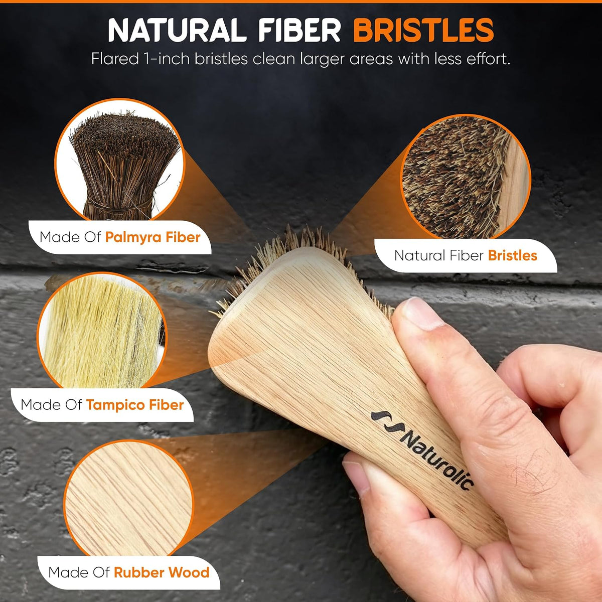 All-Natural Wooden Scrub Brush Set | Wooden Handle | Palmyra Bristle Brush for Cleaning | Eco Friendly Cleaning Products | Scrub Brush Set of 2