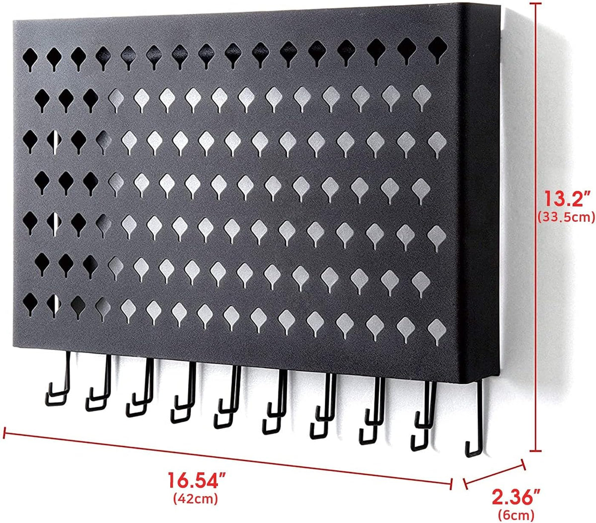JackCubeDesign Wall Mounted Jewelry Organizer, Earring Necklace Bracelet Holder Display Hanger with 109 Holes & 19 Hooks (Black,16.5 x 2.4 x 13.2 inches) - MK329A