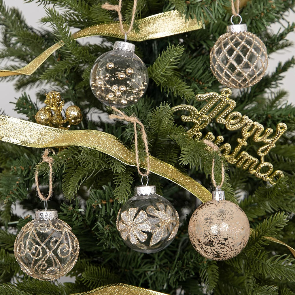 30 PCS Christmas Ball Ornaments 2.36" Rustic Farmhouse Christmas Ornaments