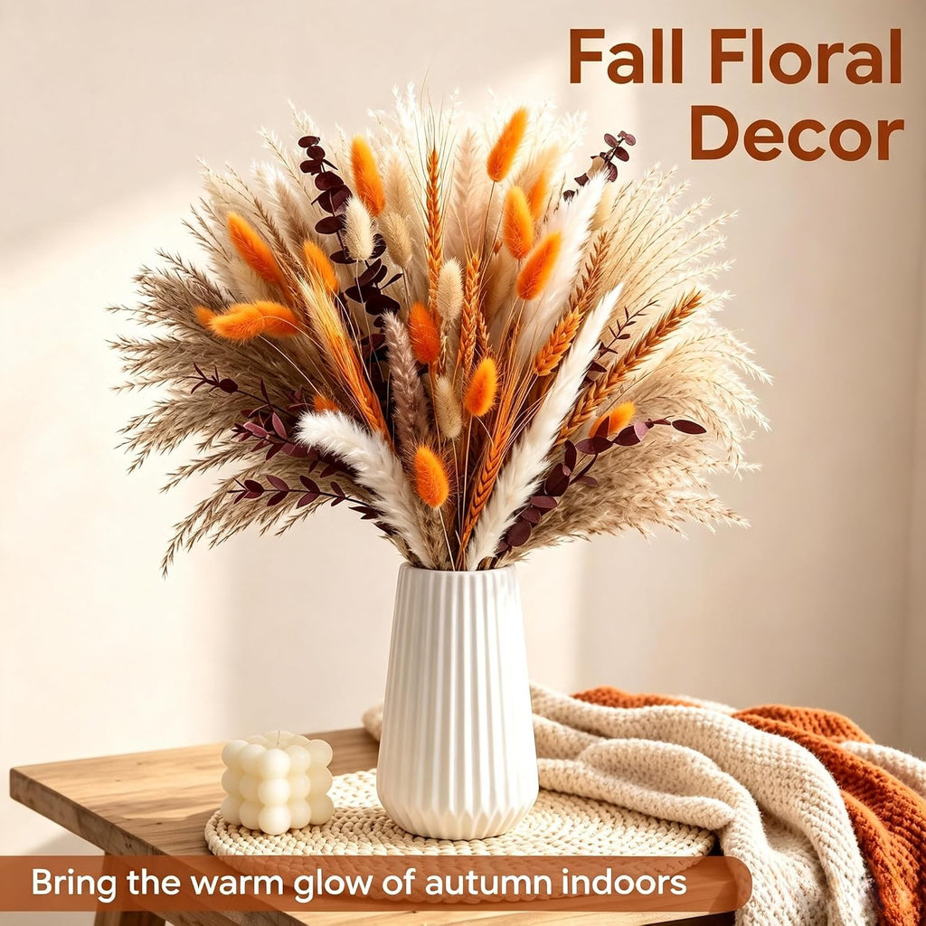 Bpole Fall Dried Flower Bouquet,92Pcs11-13inch Boho Pampas Grass Home Decor