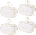 4Pcs Beige Canvas Laundry Hamper, Foldable Pop-up Mesh Basket, Large Capacity, Opening Design, Side Storage Bag, Versatile Use-Home, Camping, Dorm, Hotel, Travel