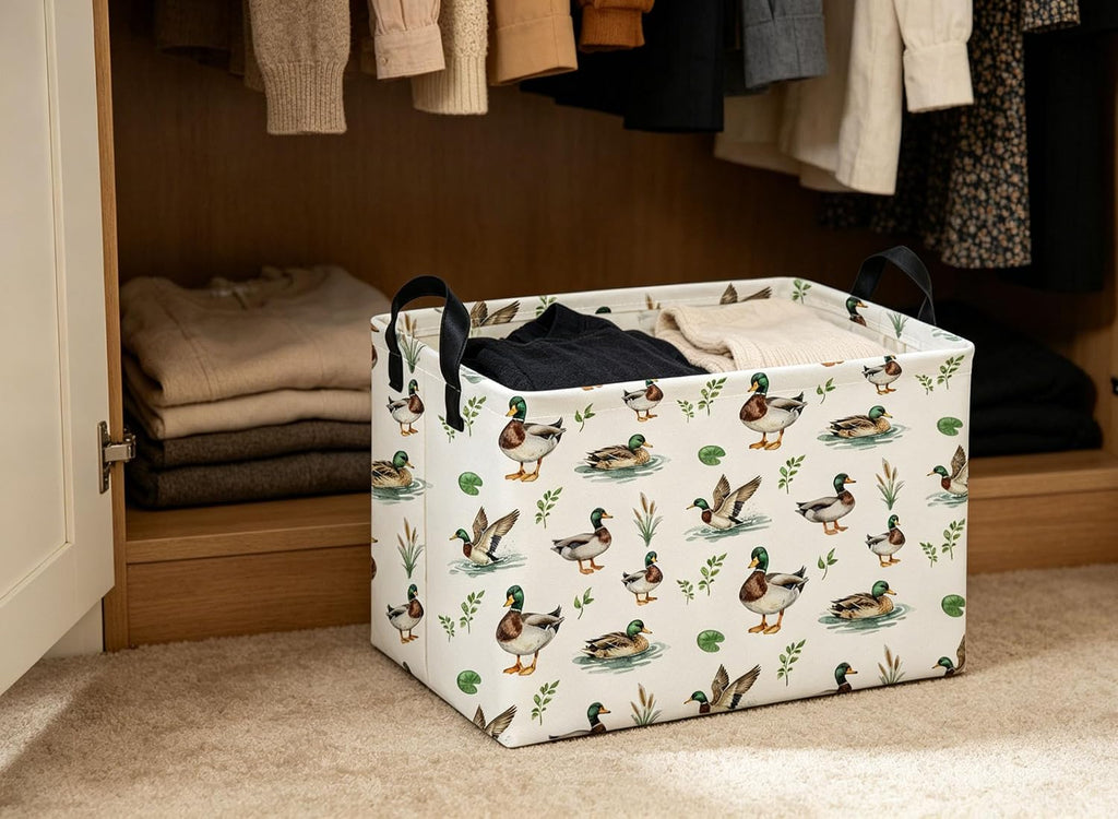 Rectangular Mallard duck Baskets Kids Basket Cute Storage Bins Organizer Box Girls Room Decor for Home.(Mallard duck)