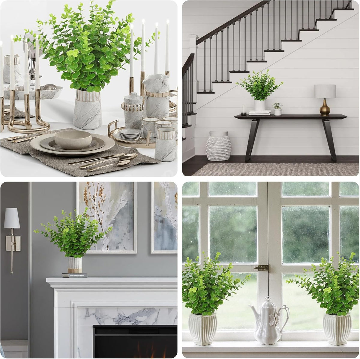 RECUTMS 36Pcs Artificial Tender Green Eucalyptus Leaves Stems 14.6 inch