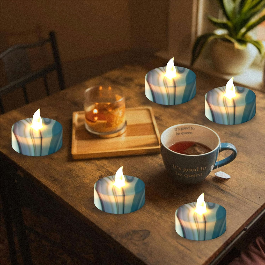 Floral Flameless Tealights with Remote - 12 Pack Grey LED Tealight Candles Battery Operated Tea Lights Safe Realistic Flickering for Home Decor Wedding Party,TLT12P-FLA