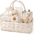 Floral Diaper Caddy Organizer - Portable Diaper Caddy with Handles & Removable Dividers - Large & Quilted Nursery Storage Basket for Girls - Woodland Nursery Decor & Wildflower Gift for Baby Shower