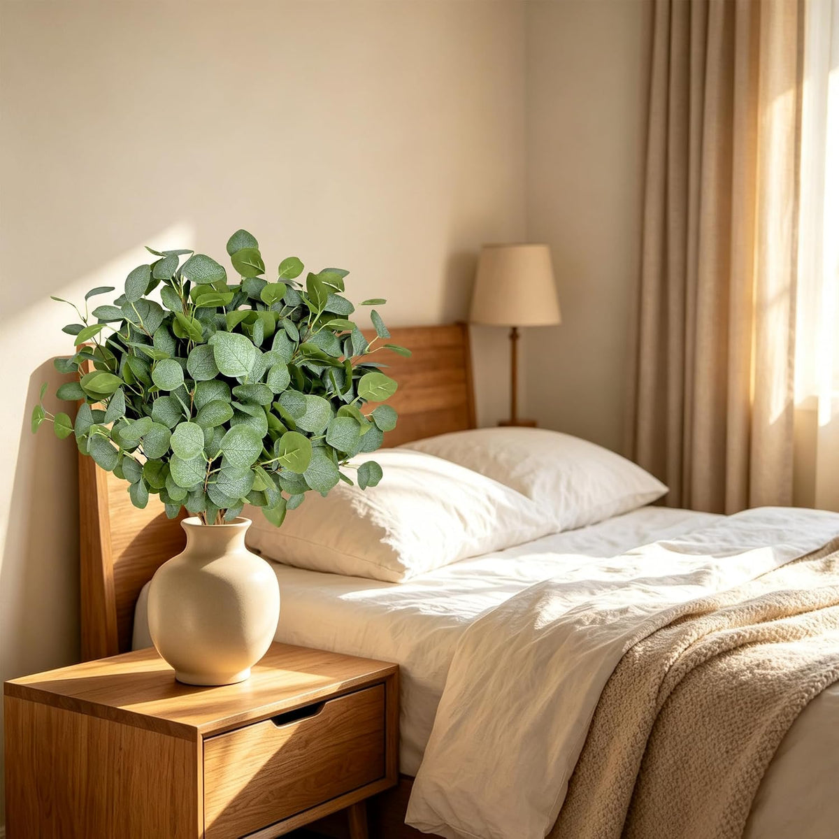 8Pcs Artificial Eucalyptus Stems, Faux Greenery Branches for Vase Decor-003