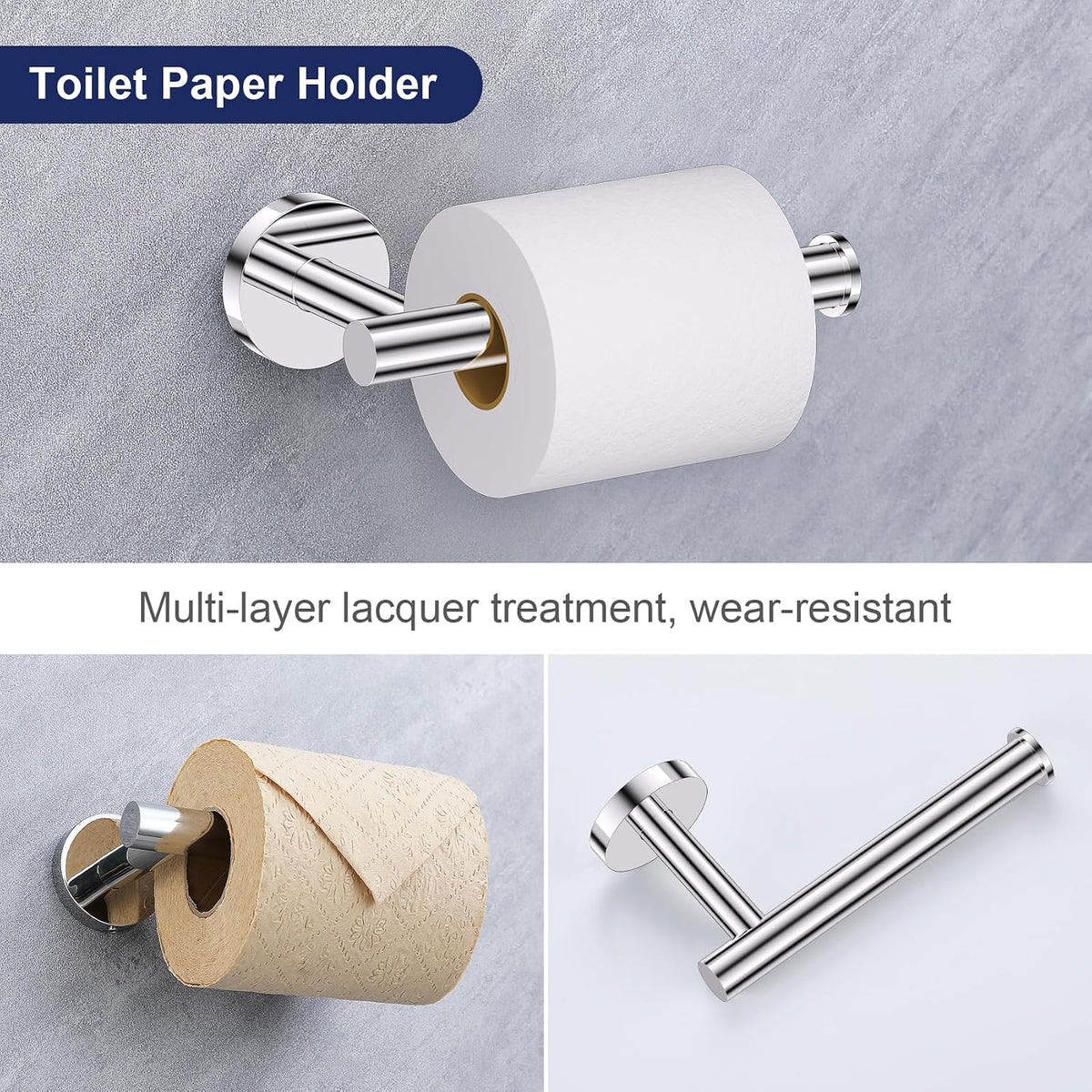 Lairuier Polished Chrome Bathroom Hardware Set, 10 PCS Towel Bar Set
