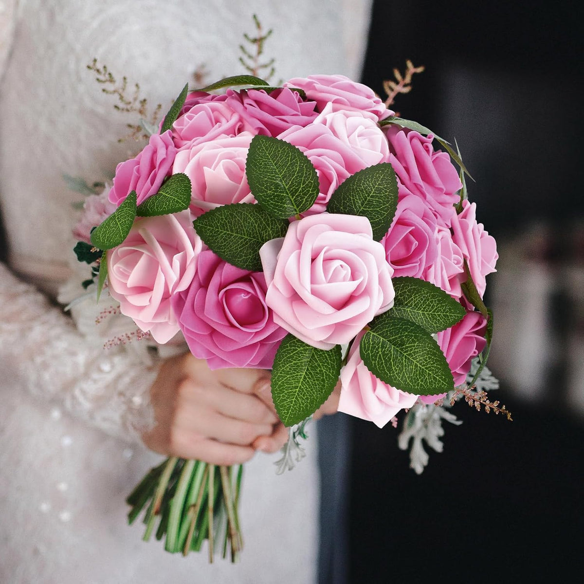 100 Pcs Artificial Rose Flowers, Three Shades of Pink