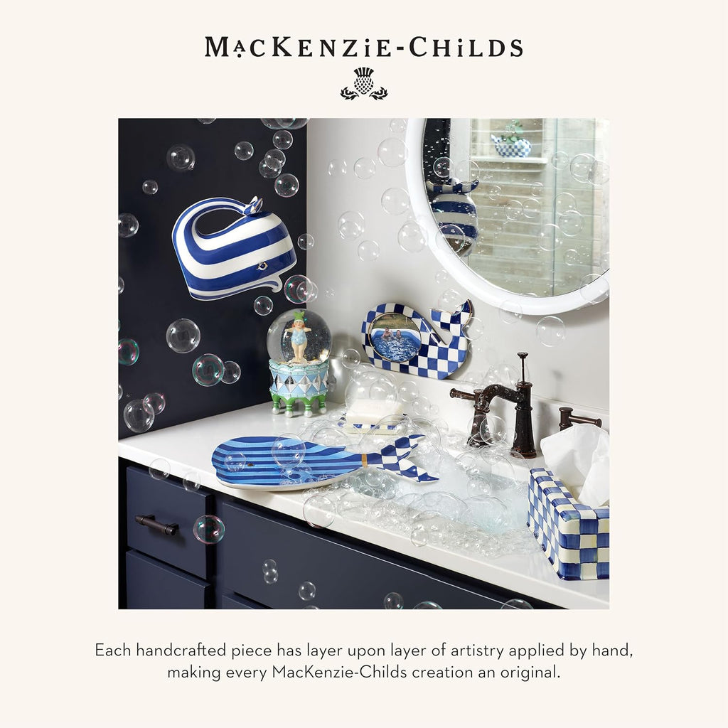 MACKENZIE-CHILDS Tissue-Box Cover, Blue-and-White Royal Check, Square