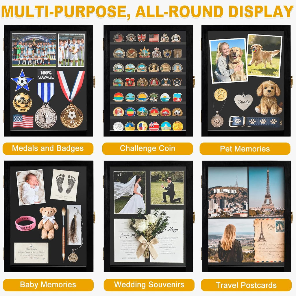 Military Challenge Coin Display Case Wooden Shadow Box