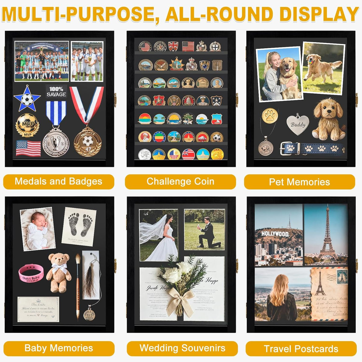 Military Challenge Coin Display Case Wooden Shadow Box
