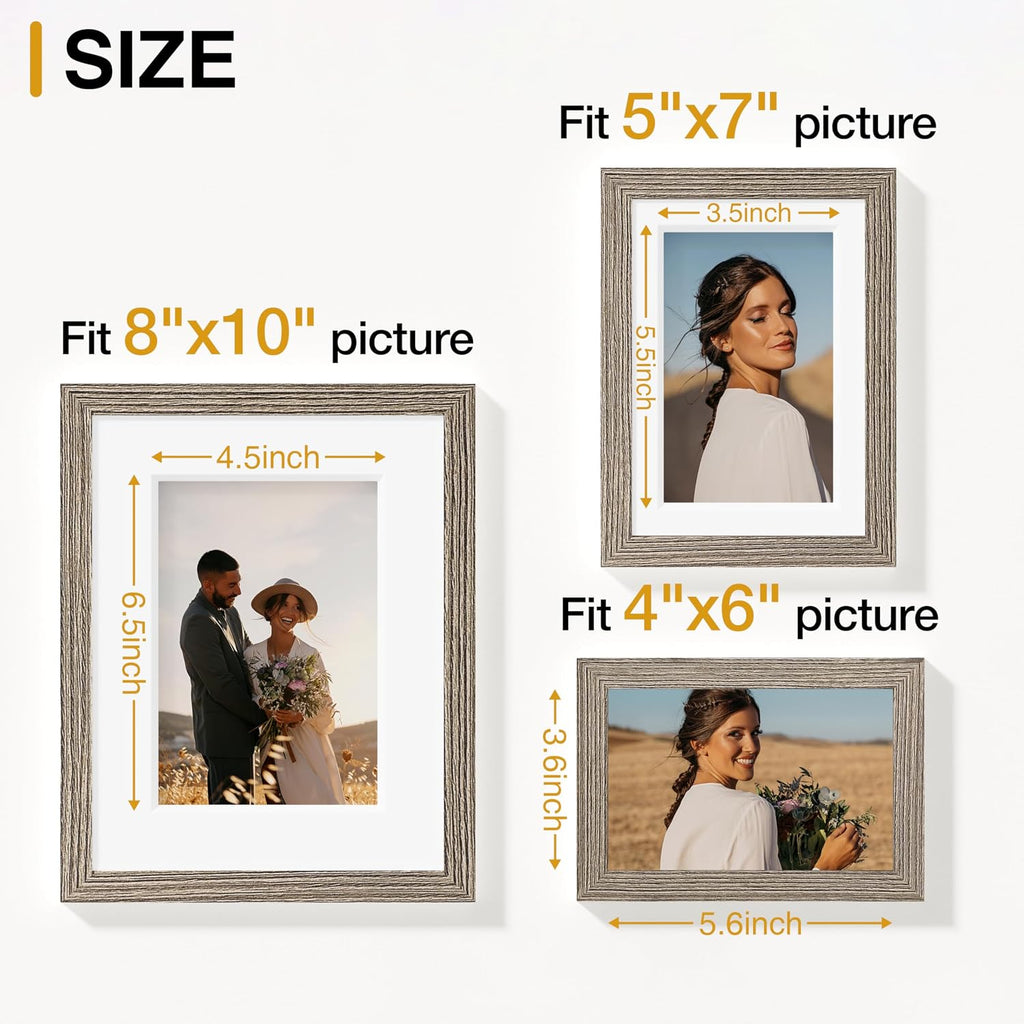 Vittanly 10 Pack Picture Frames Collage Wall Decor, Grayish Brown