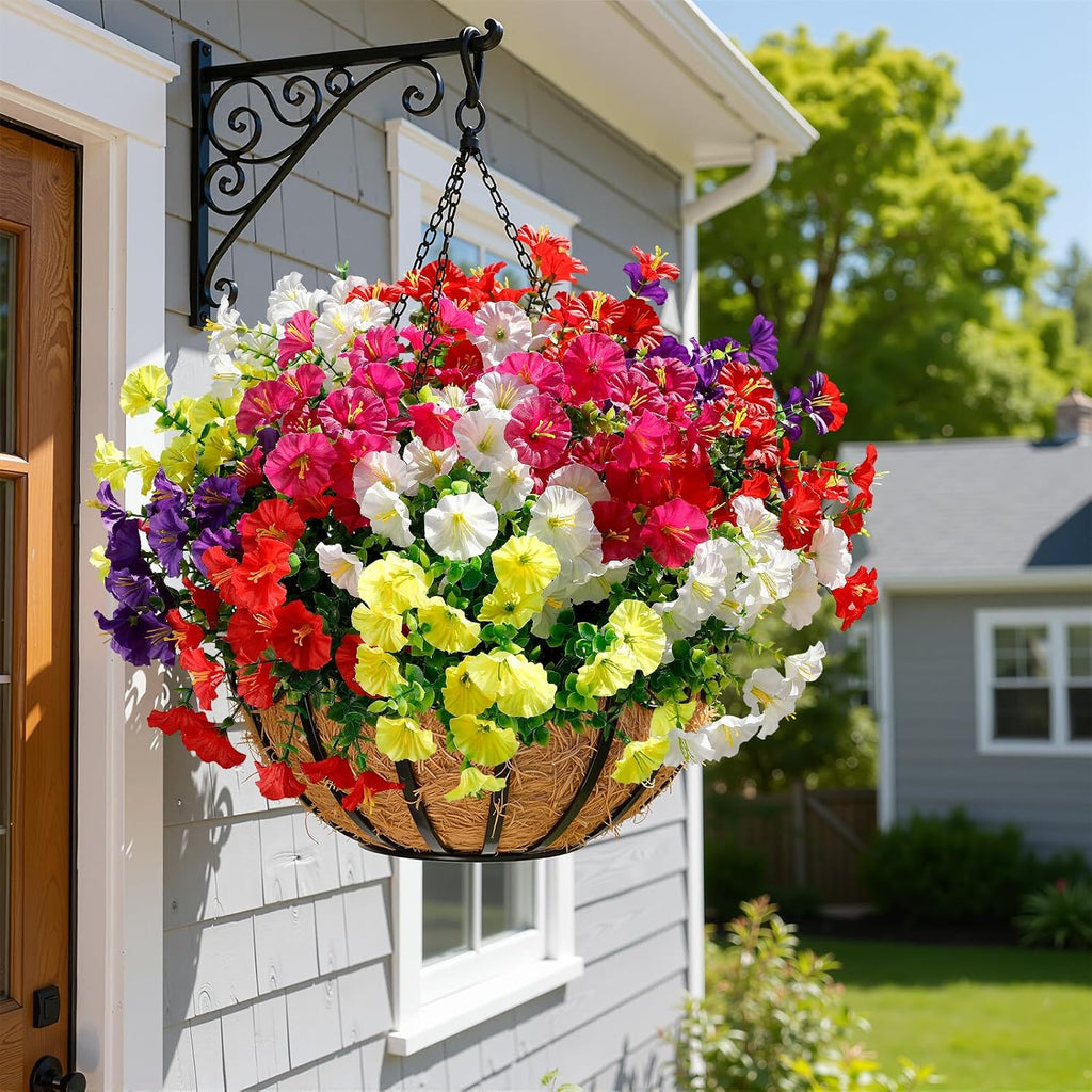 Alupssuc 24 Bundles Artificial Petunia Flowers UV Resistant for Outdoor