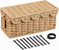Woven Cable Management Box with Scalloped Lid, 13 Inch Cord Box