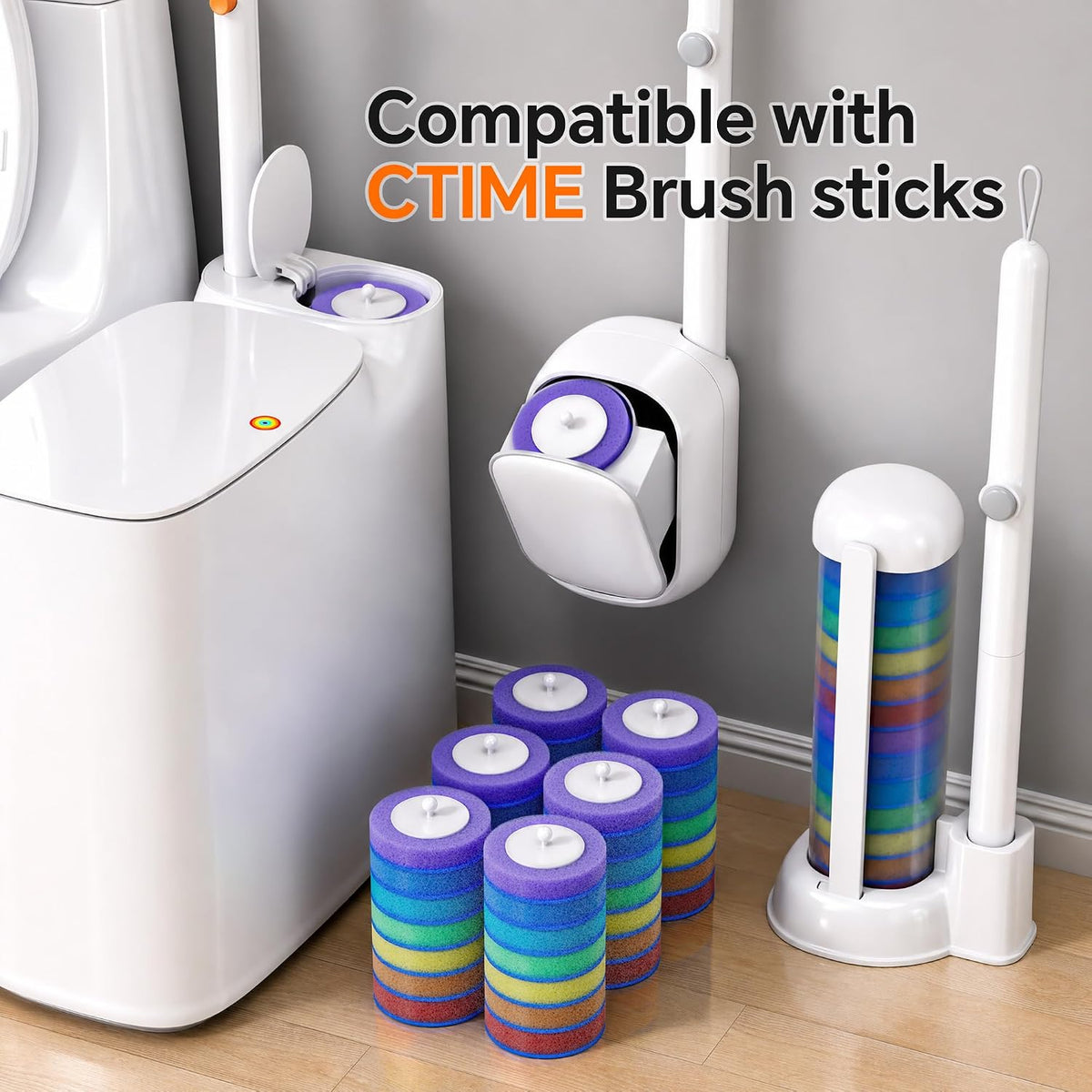 Ctime 42 Pack Disposable Toilet Bowl Cleaner Refills, Flushable Wand Heads