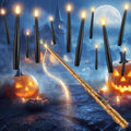 TLPUHU Floating Candles with Wand,12 Pcs Black Flameless LED Taper Candles