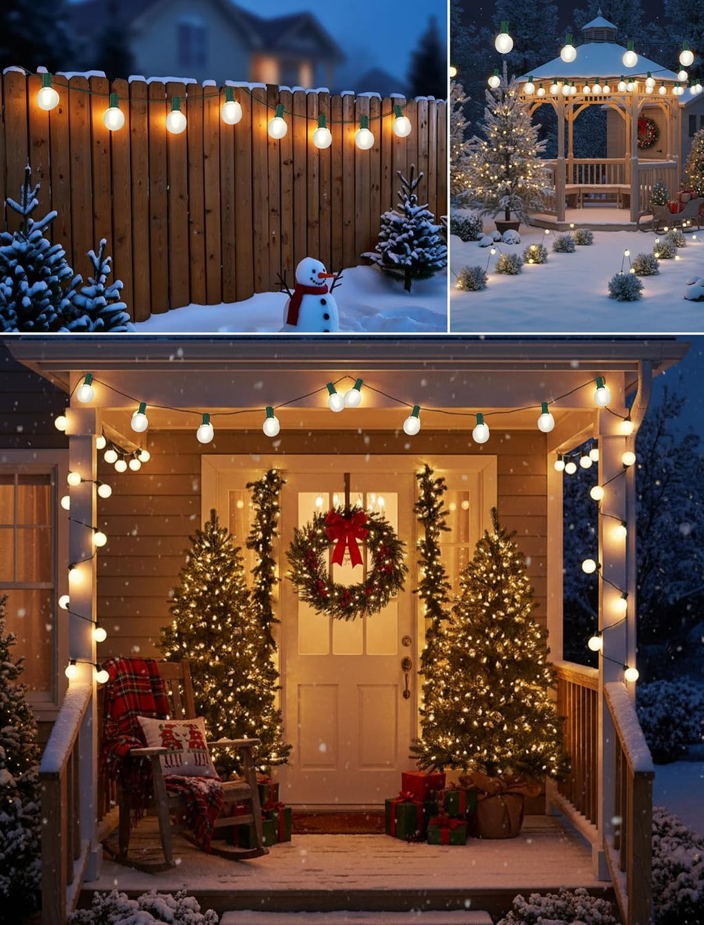 50FT G40 LED Christmas Lights with 27 LED Globe Frosted White Bulbs