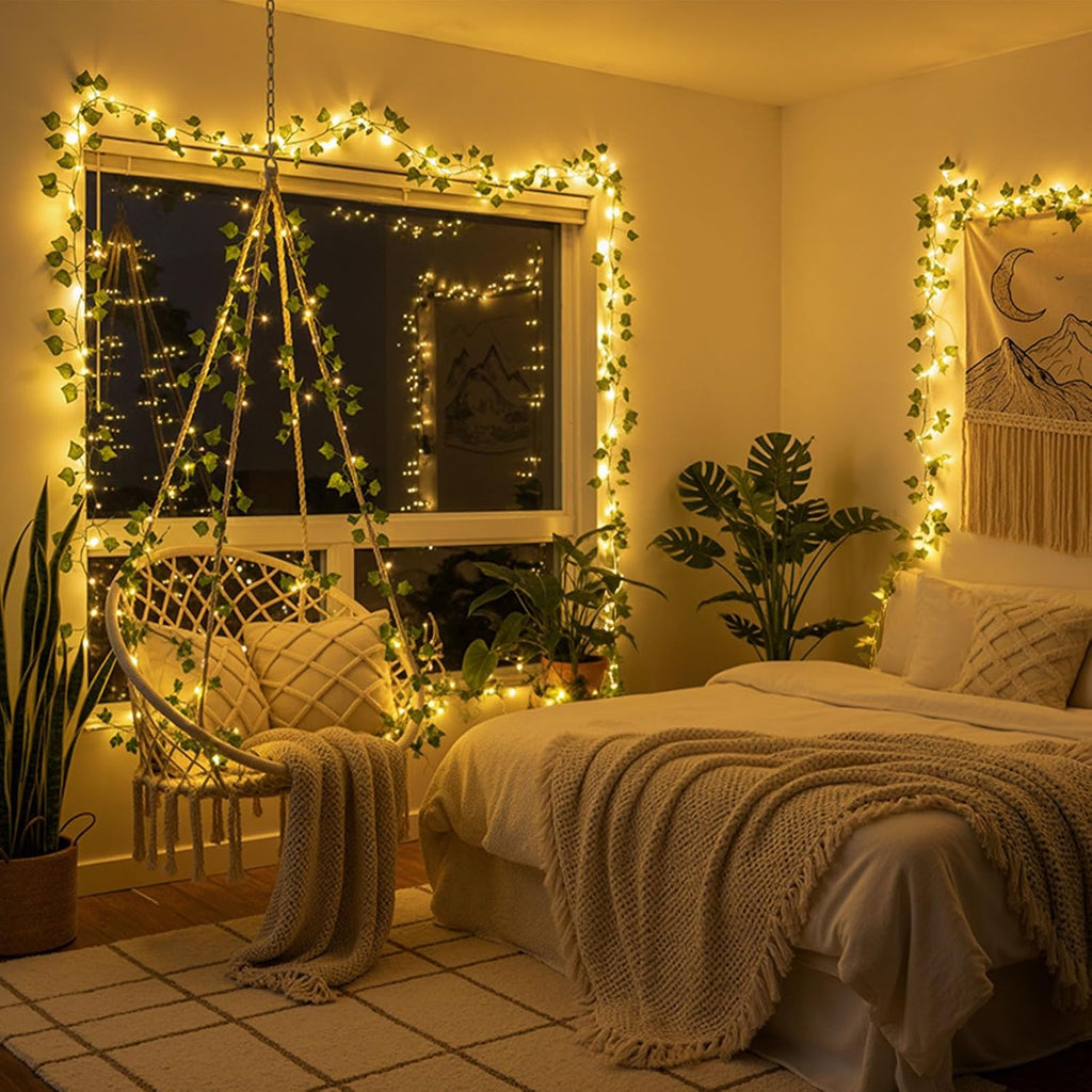 DomeStar 40 FT 120 LED Fairy Lights with Vines, Vines with Light, Curtain
