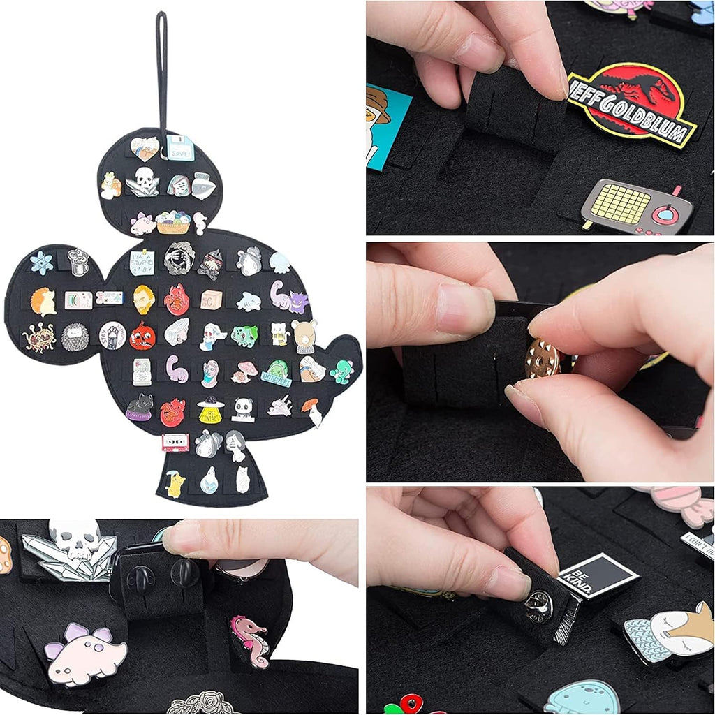 Hanging Enamel Pin Display Banner, Pin Board (Black+blue)