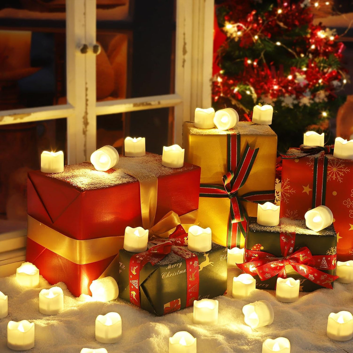 Topstone 24-Pack Flameless LED Candles with Remote Control, 10-Key Timer (2H/4H/6H/8H), Flickering & Steady Modes, Dimmable Warm White Battery-Operated Candles,Includes 2 Remotes & Batteries