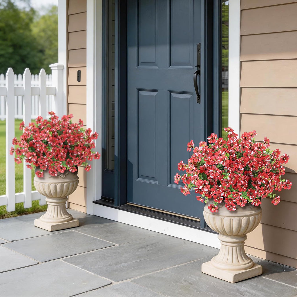 2Set Artificial Eucalyptus Flower Topiary Tree for Front Porch(Red)