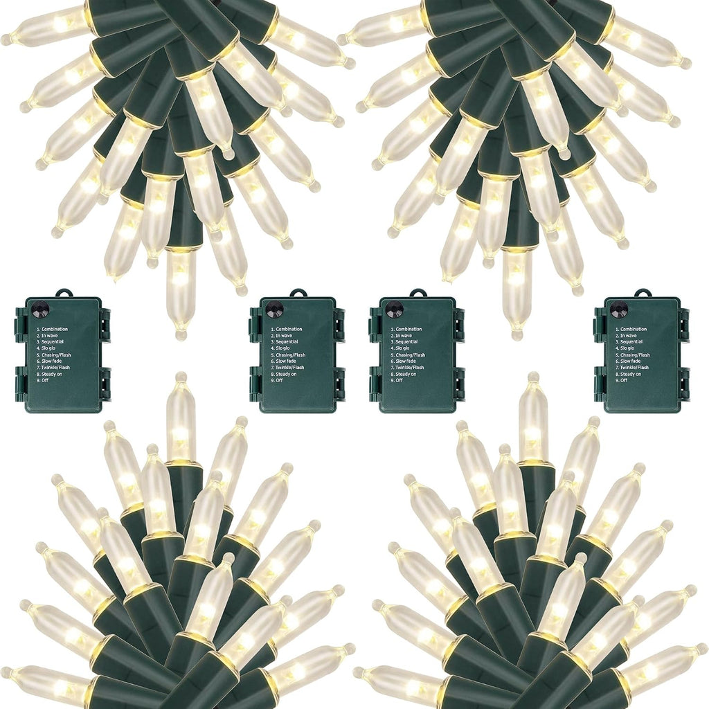 Joliyoou 16 Ft 50 LEDs Warm White Christmas String Lights, 4 Packs