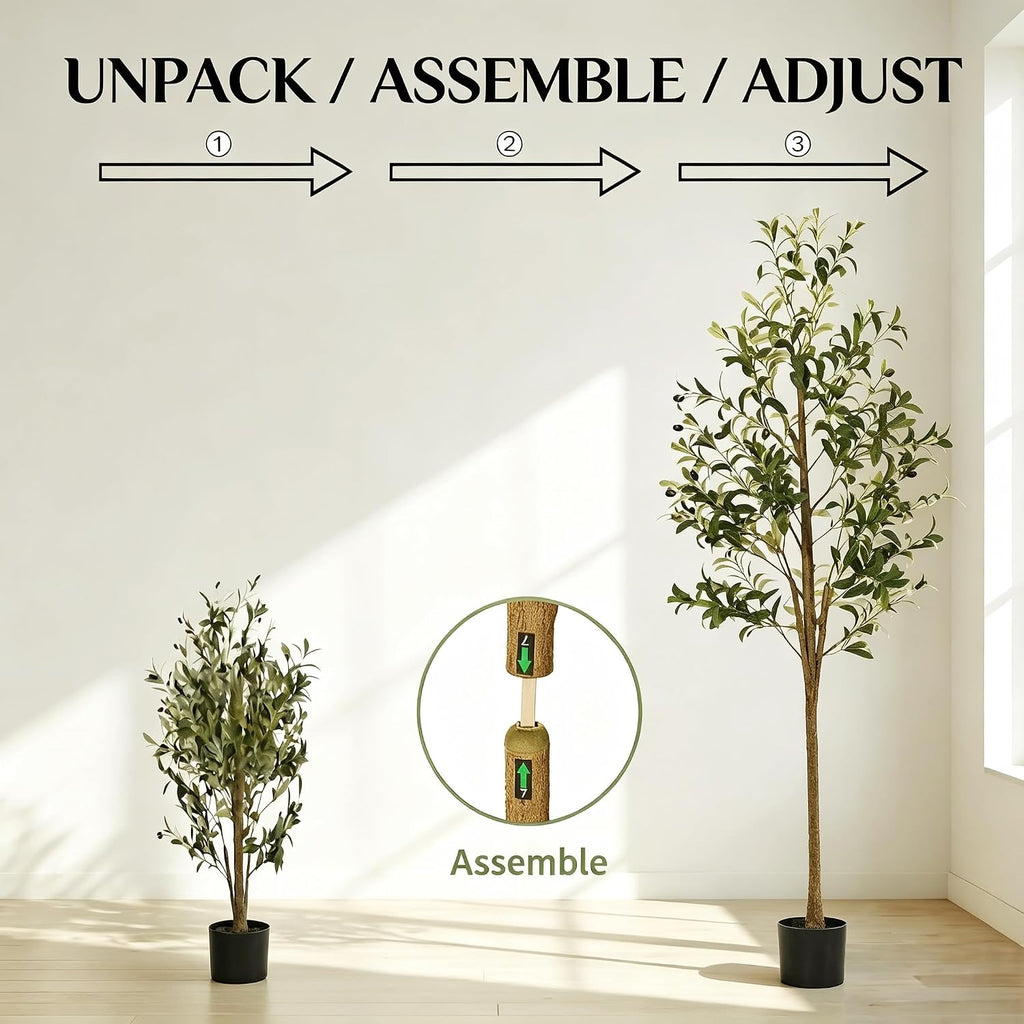 Artificial Olive Tree, 5FT Faux Olive Trees with Lifelike Olive Branches and Fruits, Fake Floor Plants with Pot for Indoor Home Office Living Room Outdoor Decor