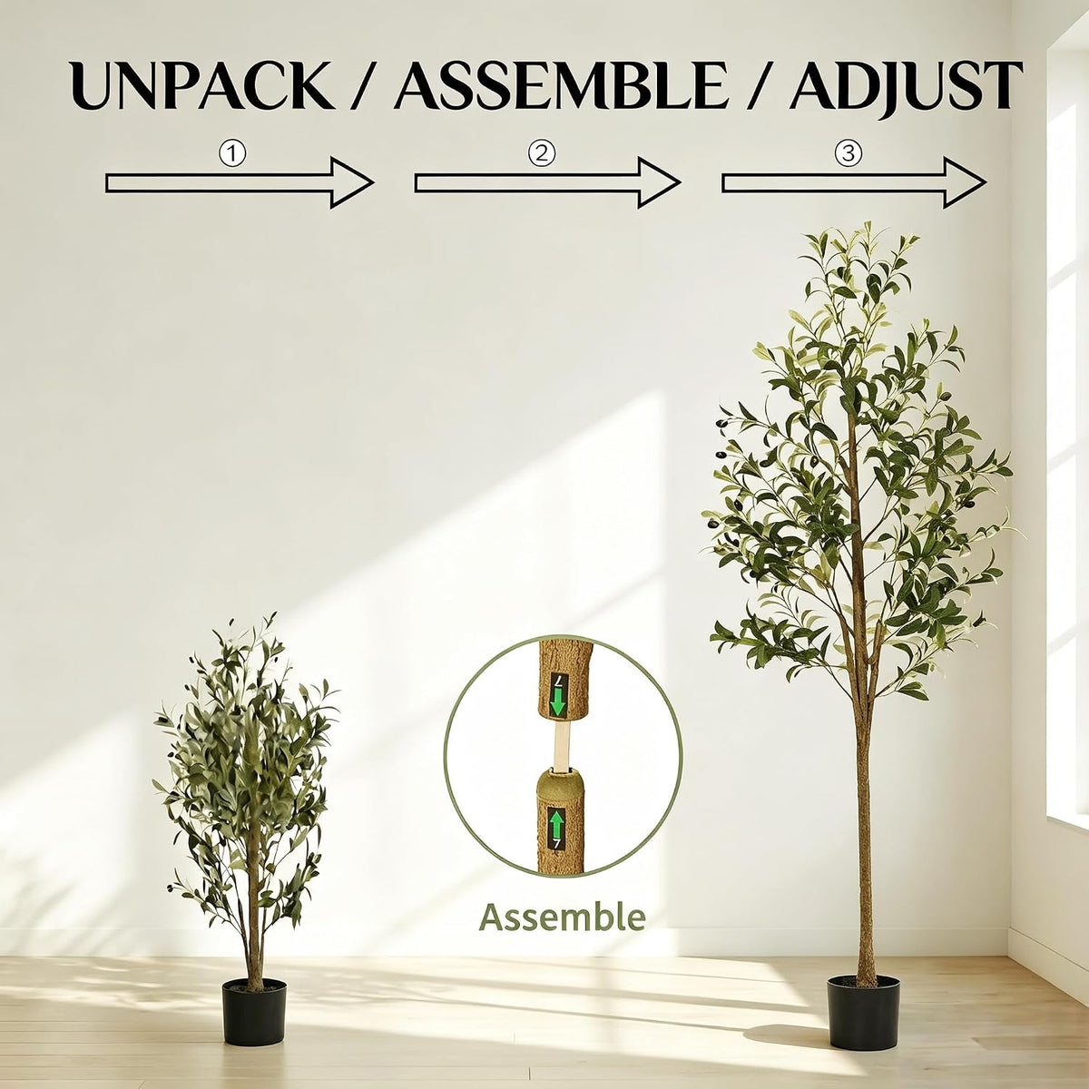 Artificial Olive Tree, 5FT Faux Olive Trees with Lifelike Olive Branches and Fruits, Fake Floor Plants with Pot for Indoor Home Office Living Room Outdoor Decor