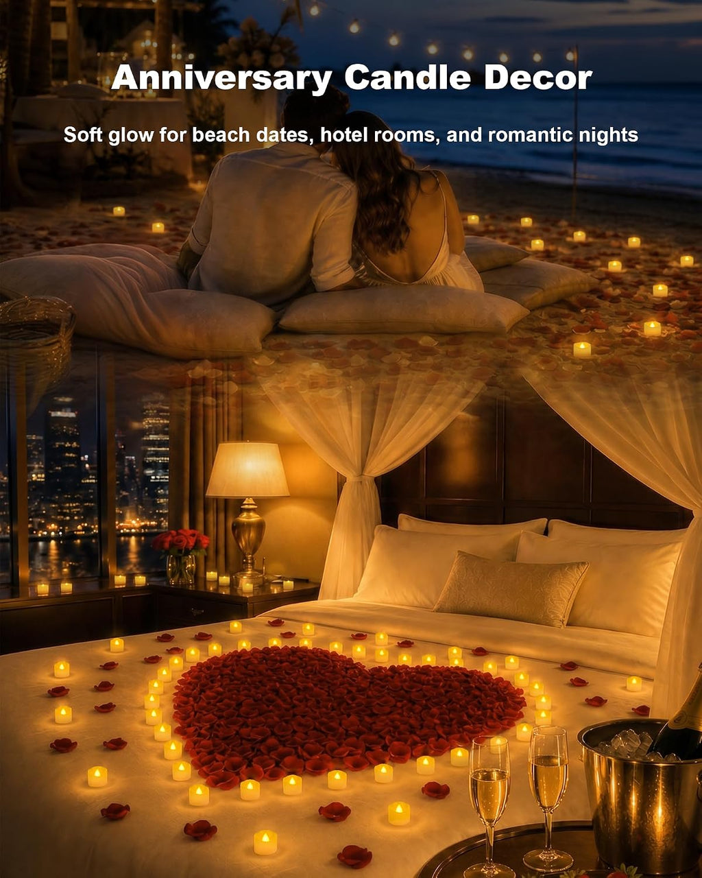 Homemory 48-Pack Novelty Flickering Flameless Tea Light Candles, 200+ Hours