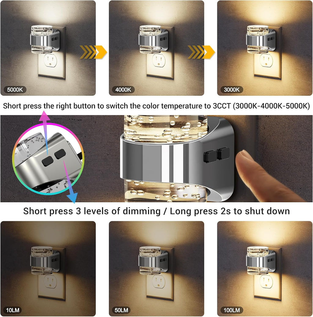 JandCase Night Light Sliver, Bubble Night Lights Plug into Wall Auto, Warm
