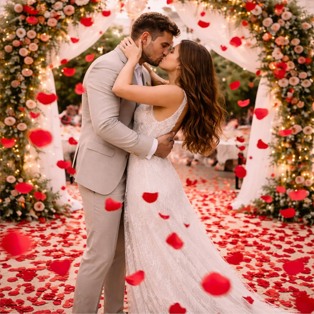 3000 Pcs Rose Petals Artificial Flowers Silk Petals Table Scatters for Romantic Special Night Decorations, Weddings, Valentine's Day, Proposals, Anniversaries, Bridal Showers Party Decor (Red)