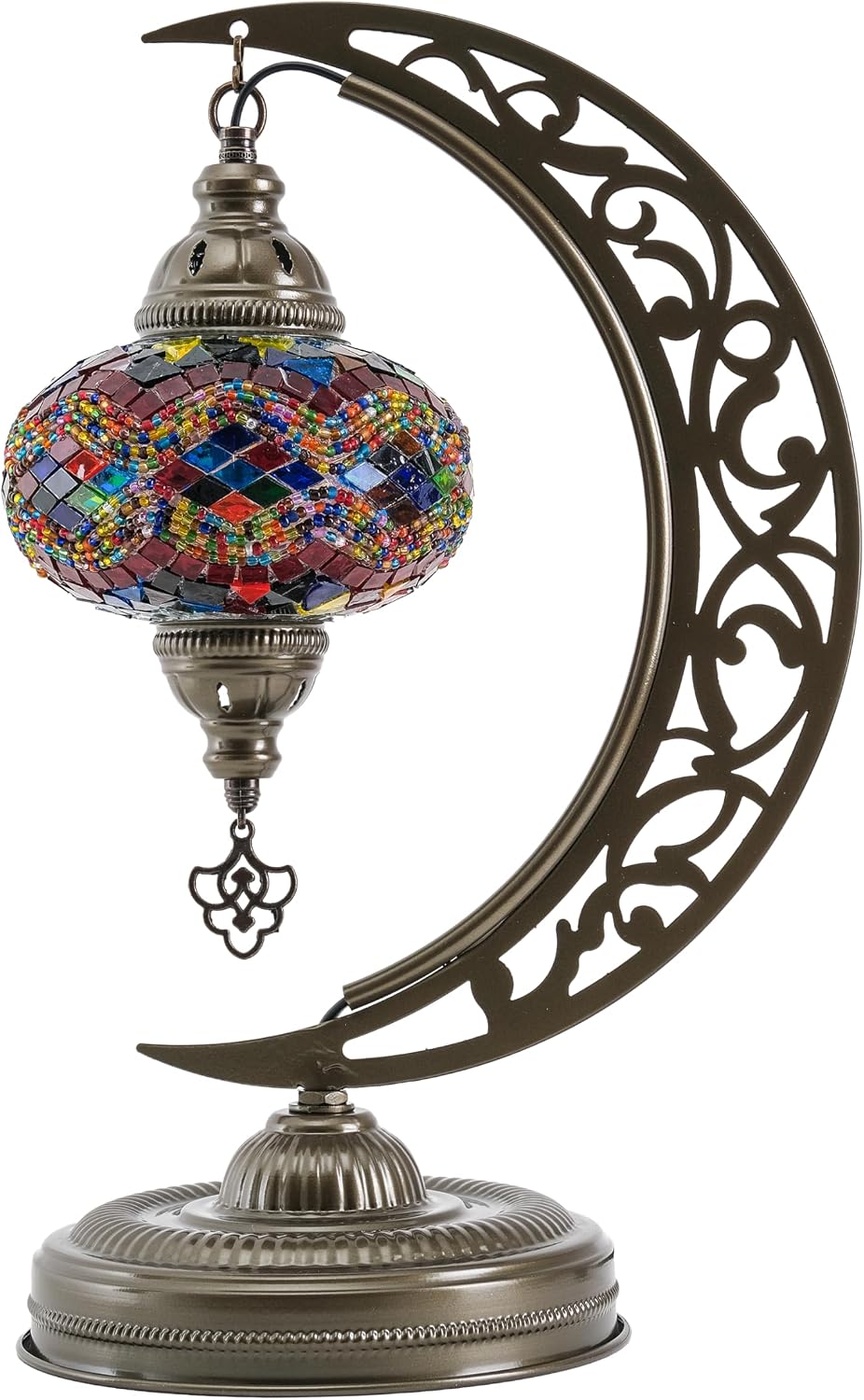Turkish Mosaic Lamp, Crescent Moon Table Lamp, E12 Bulb Included