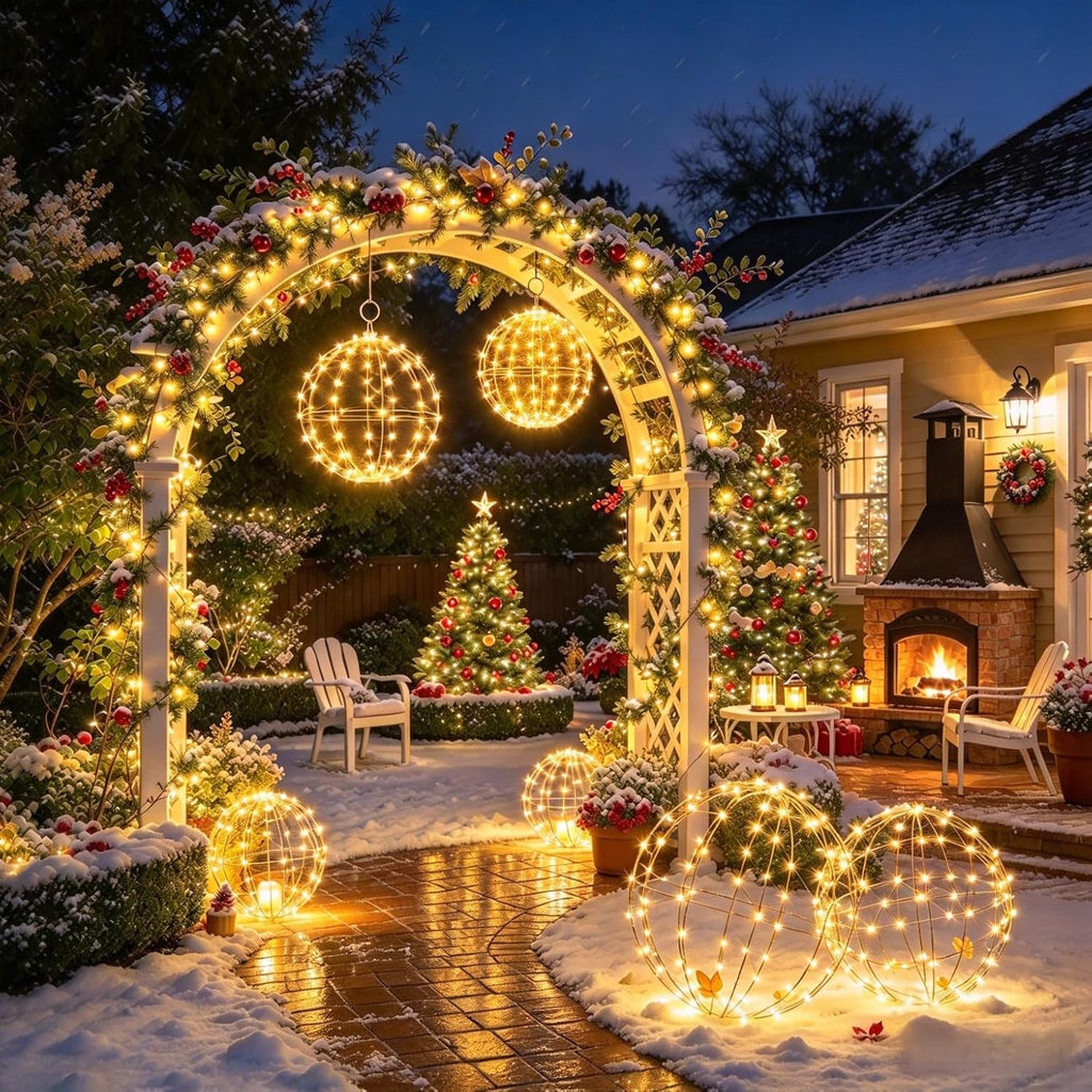 Joomer Battery Christmas Ball Lights, 13in & 11in Foldable Sphere Lights