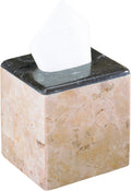 Creative Home Natural Champagne and Charcoal Marble 2-Tone Collection Square Tissue Box Holder Tissue Paper Holder