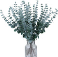 SITUMEIZI 24pcs Eucalyptus Stems Artificial Eucalyptus Leaves Stems Artificial Fake Flowers Faux Greenery Branches for Home Wedding Spring Easter Farmhouse Decorations 2025(Grey Green)